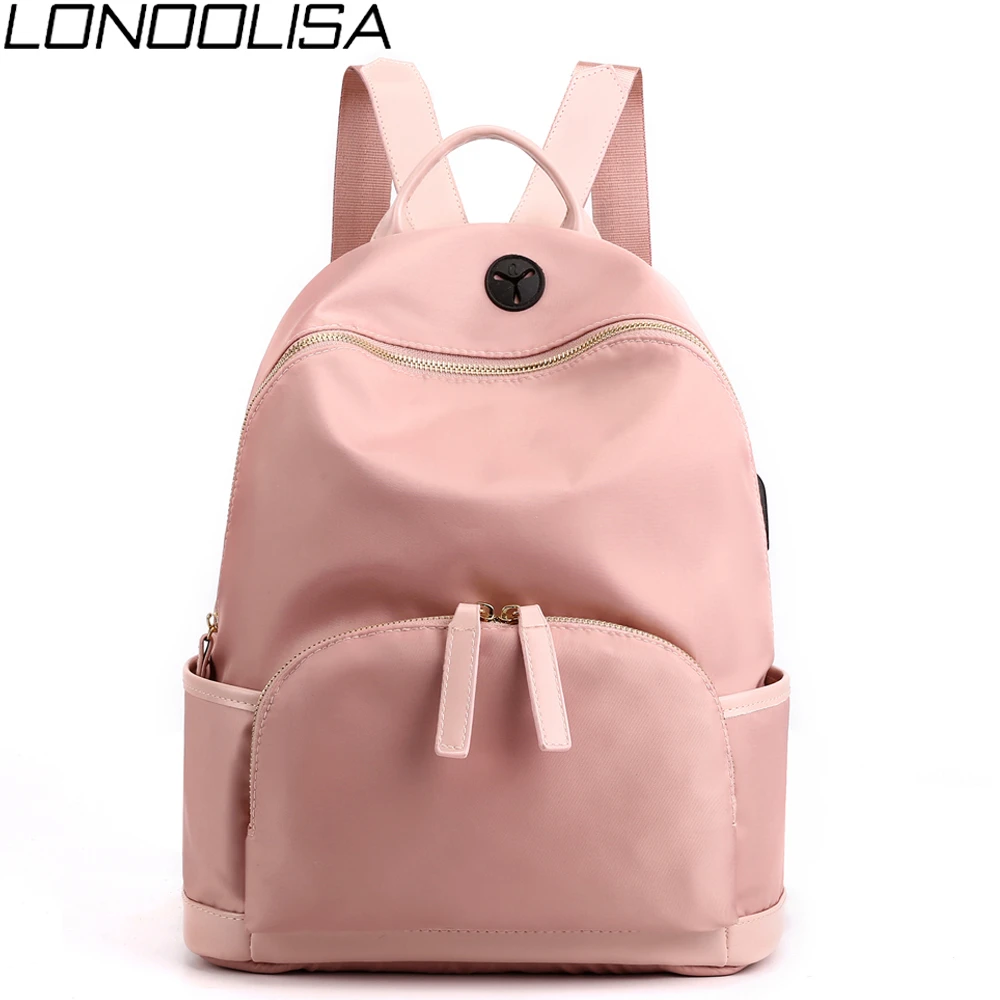 

New Ladies Backpack College Wind Fashion Mochila High Quality Nylon Fabric Backpack For Teenage Girls USB Charge Pack Bag