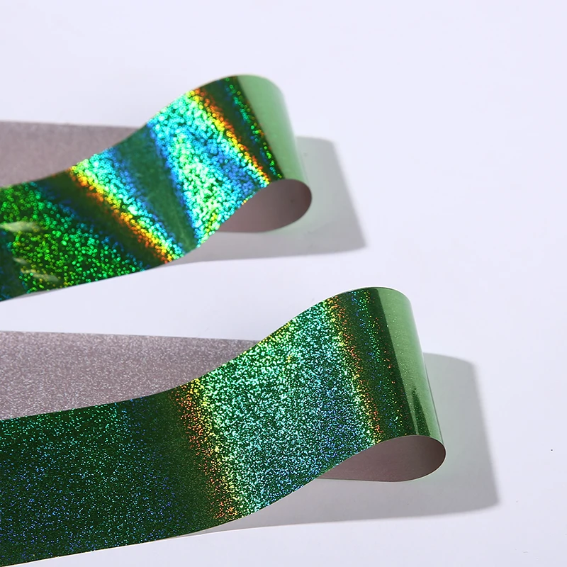 

1pc Nail foil polymer clay fimo easy press on nails laser green Design DIY Manicures Tool Nail Transfer Holographic Foil Sticker