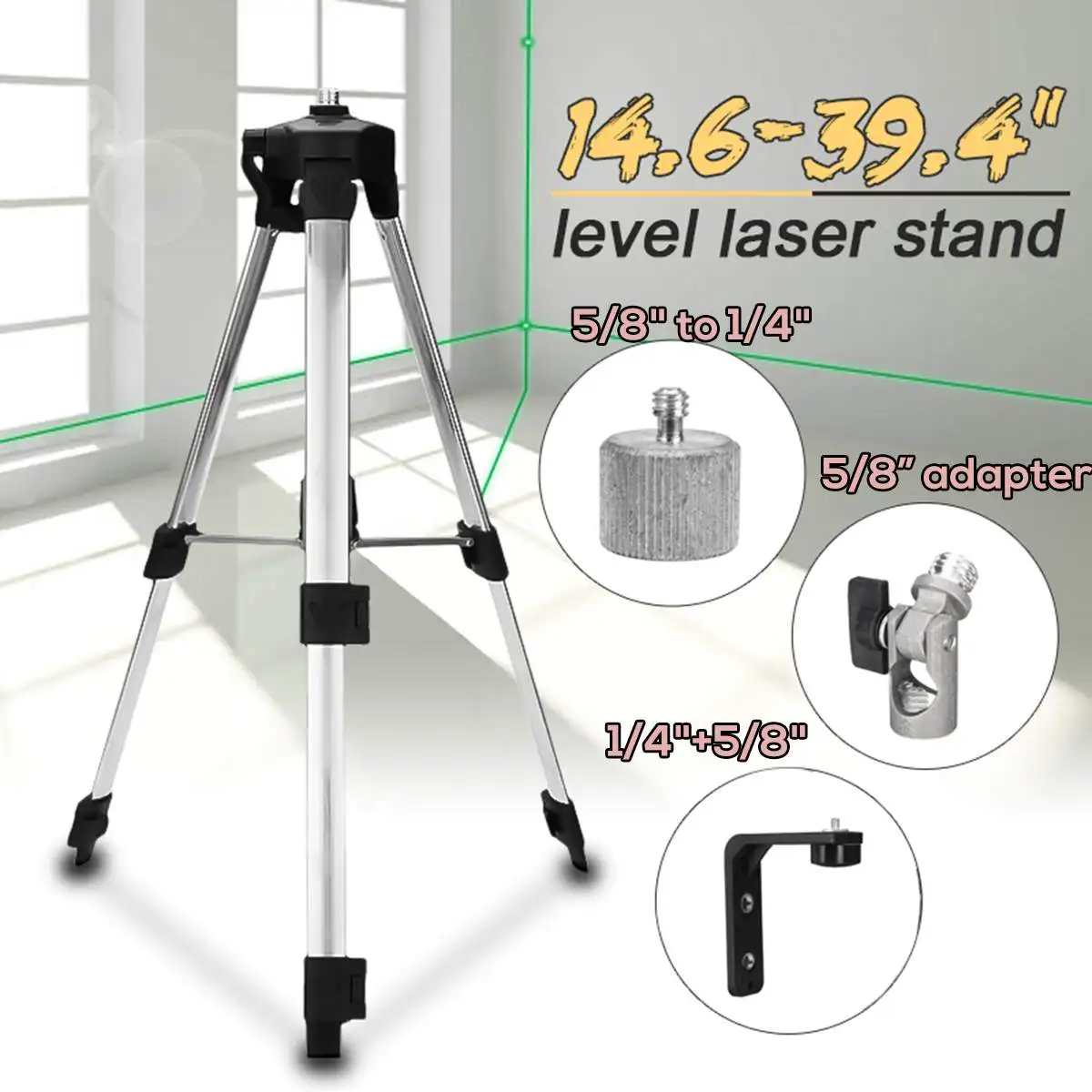 

Foldable Tripod Stand Holder for Laser Level Measurement Tool L Type Magnet Bracket +5/8'' to 1/4" +5/8" Adapter Building Tools