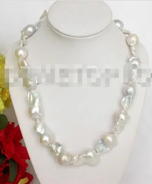 

Free shipping hot sale Women Bridal Wedding Jewelry >>HUGE 30mm natural white Reborn keshi pearls necklace