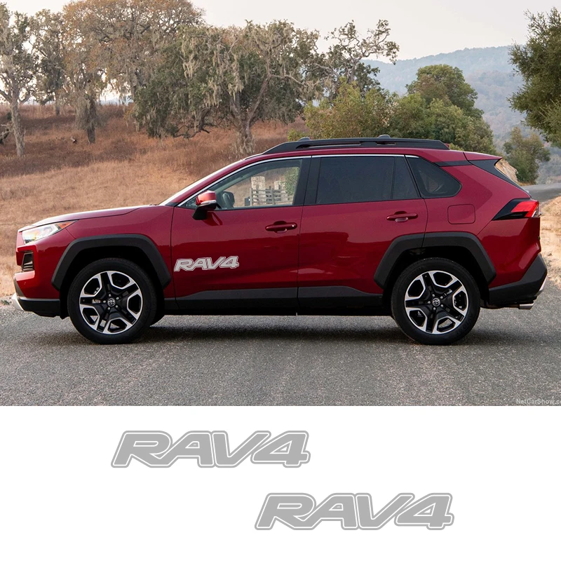  2 PCS Racing Side Stripes Vehicle Decals Stickers Auto Vinyl Graphics For Toyota Rav4