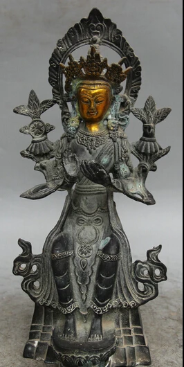 

dr524 12" Tibet Tibetan Buddhism Bronze Gild Seat Maitreya Bodhisattva Buddha Statue