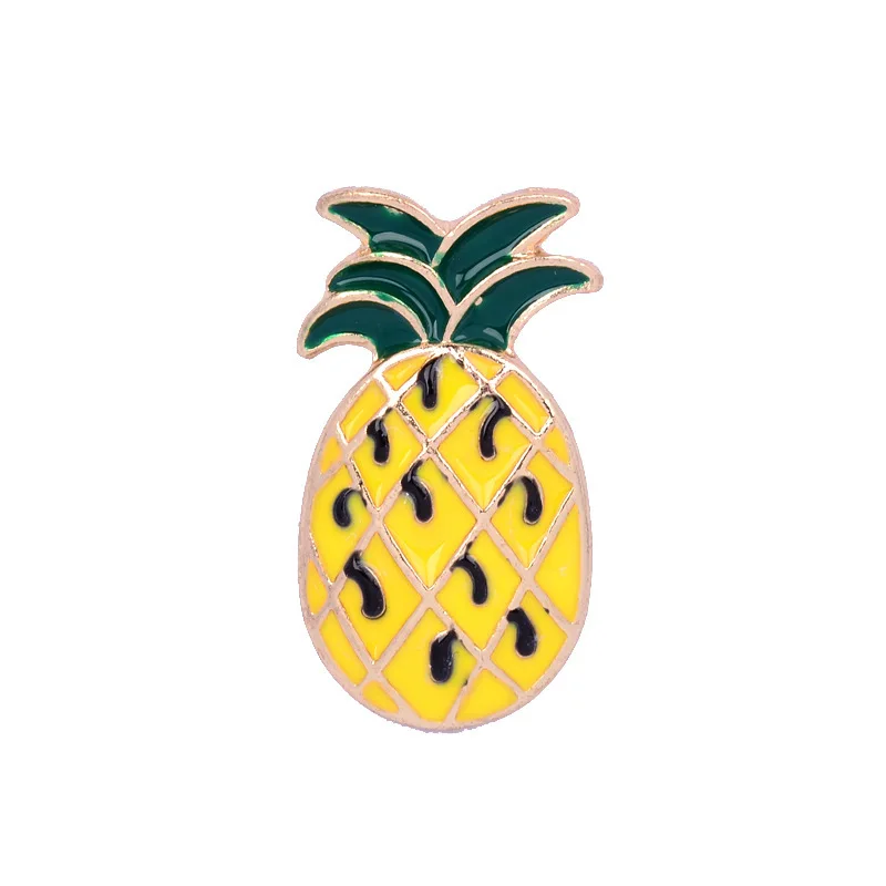 8 стилей мультфильм эмаль булавки фрукты коллекция ананас темные Броши для женщин и детей металлический рюкзак с нашивками пальто джинсовый корсаж - Окраска металла: pineapple 7