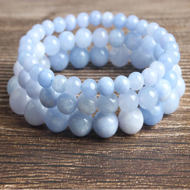 

LanLi natural Jewelry 6/8/10/12 mm blue jades Loose Bead bracelet Fashion accessories for men and women and amulet