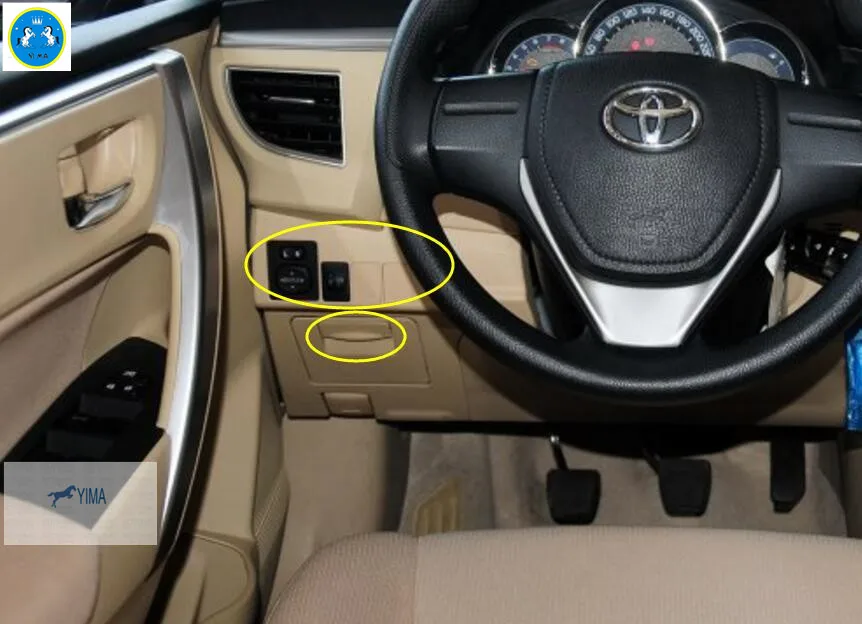 For Toyota Corolla 2014 2015 ABS Headlight Lamp Switch + Glove Storage Box Handle Sequins 2 PCS