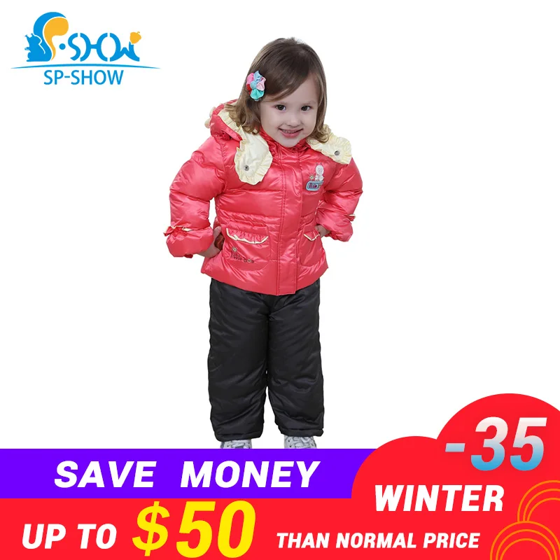 2018 SP-SHOW Autumn And Winter Children's Clothing Girls Suit Fashion Brand Children's Clothing Down Coat Jacket+Trousers 9214