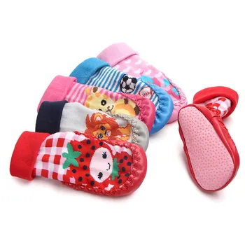 

1 Pair Baby shoes socks Children Infant Cartoon Socks Baby Gift Kids Indoor Floor Socks Leather Sole Non-Slip Thick Towel Socks