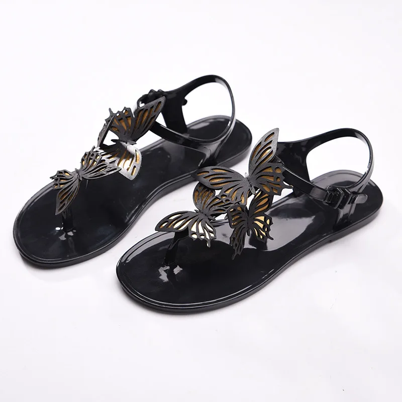 

2019 Spanish royal summer new style crystal sweet bow decorated flat herringbone pinch women's sandals
