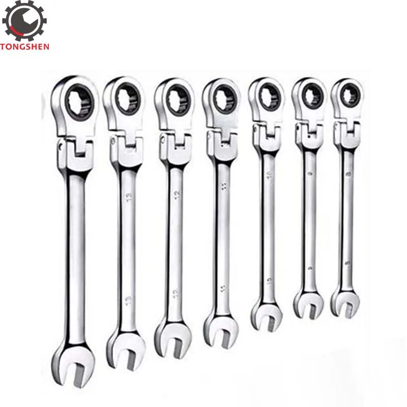 7pcs Flexible Pivoting Head Ratchet Combination Spanner Wrench Garage Metric Tool Flexible Ratchet Wrench Spanner Size 6-13mm socket convertor adaptor reducer set drive reducer ratchet wrench for car bicycle garage repair tool 1 2 to 3 8 3 8 to 1 4