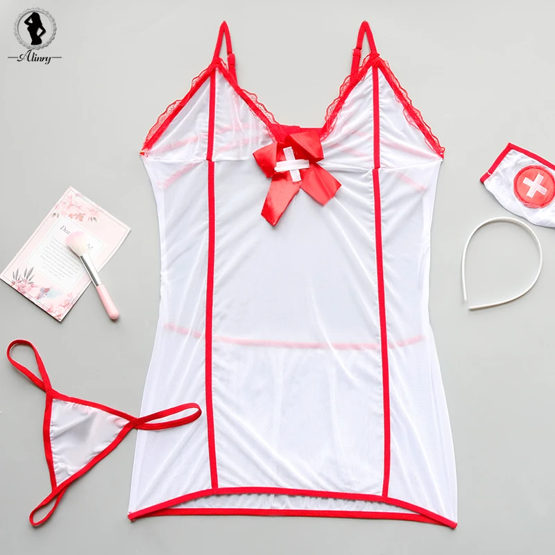 ALINRY медсестра соблазнительное белье для косплея Порно babydoll Эротические Нижнее в