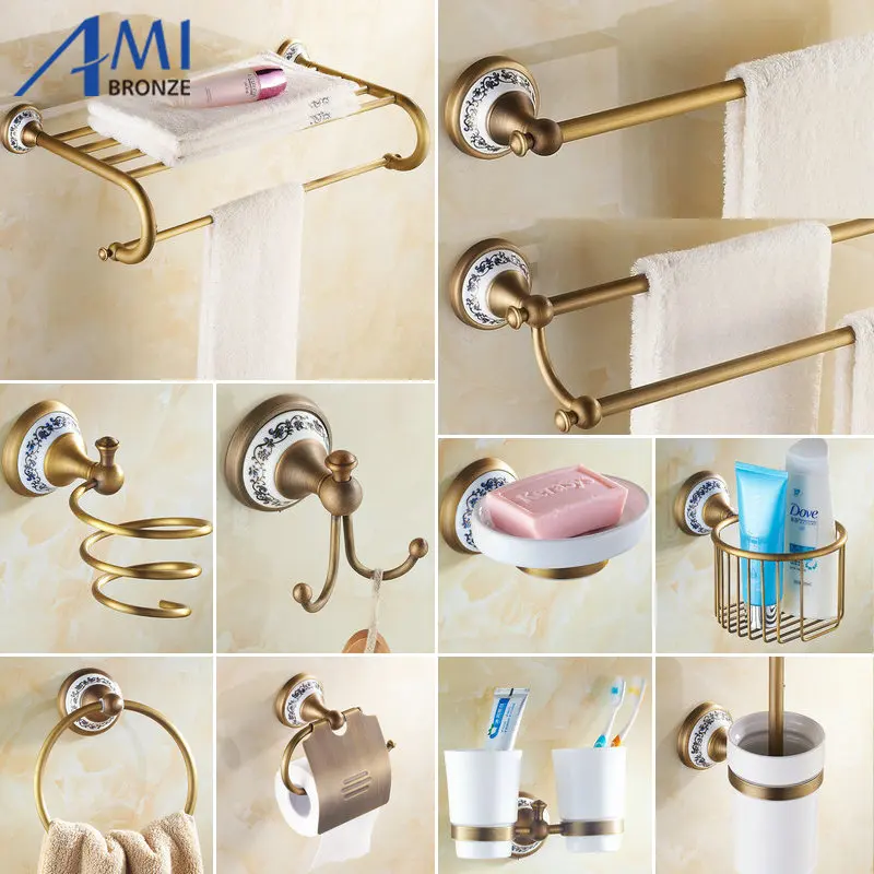 Antique Brushed Copper Porcelain Base Bathroom Accessories Bath Towel