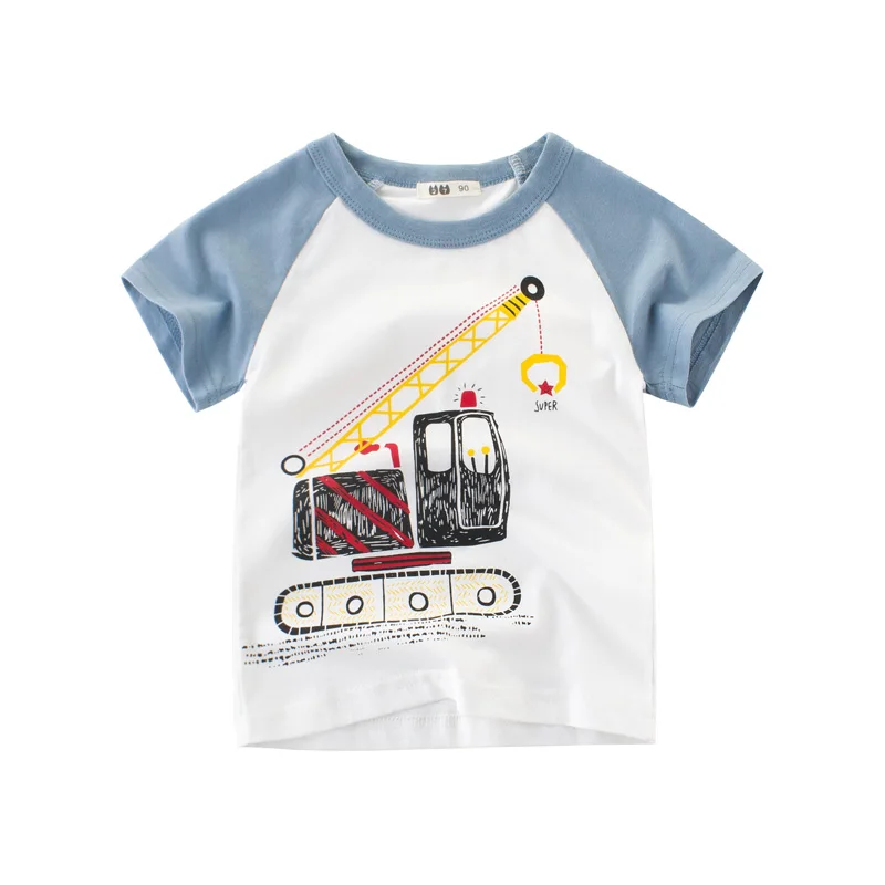 Футболка для мальчиков детские футболки с рисунком из мультфильма «Крейн» Детская футболка для маленьких мальчиков футболки из белого хлопка, летние топы для детей