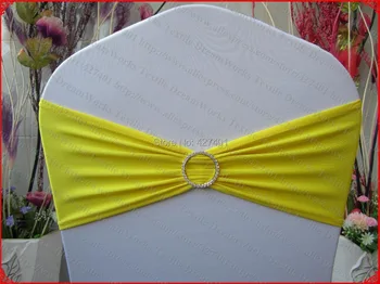 

Lemon Yellow Single Layer Spandex/Lycra/Expand Bands/Covers With One Row Round Diamond Buckle&Pin For Wedding Party Decorations