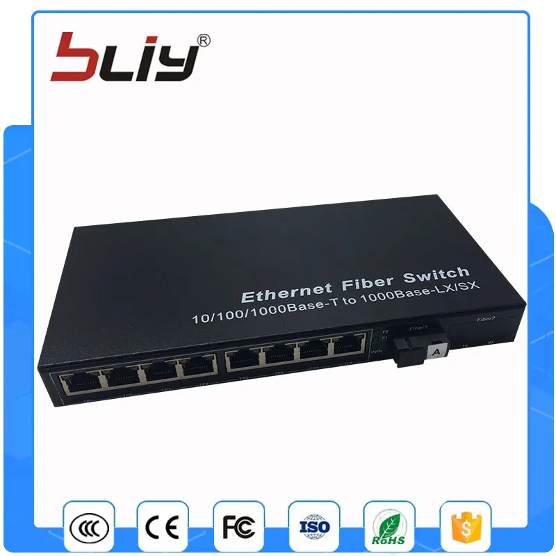 

1G8E gigabit fiber optic ethernet switch 1 fiber port 8 rj45 port gigabit multi mode single fiber optic fiber switch