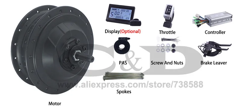 Flash Deal 36V 350W 48V 500W XF 15F 15R motor MXUS brand ebike kit Electric bike conversion kit  without battery LED LCD display optional 11