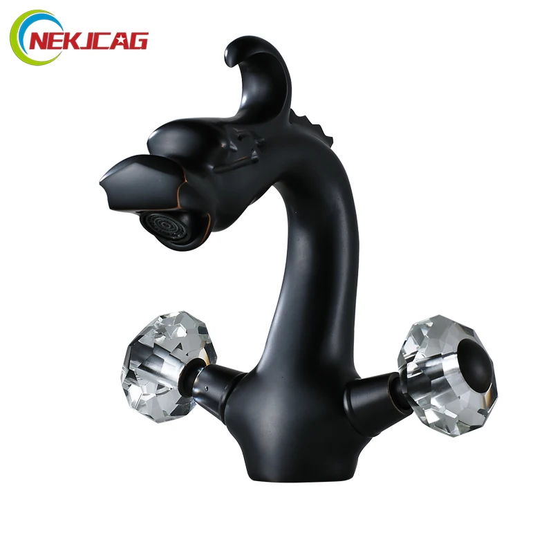 Basin Dual Holder Faucet Crystal ball handle Mixer Tap ORB finish