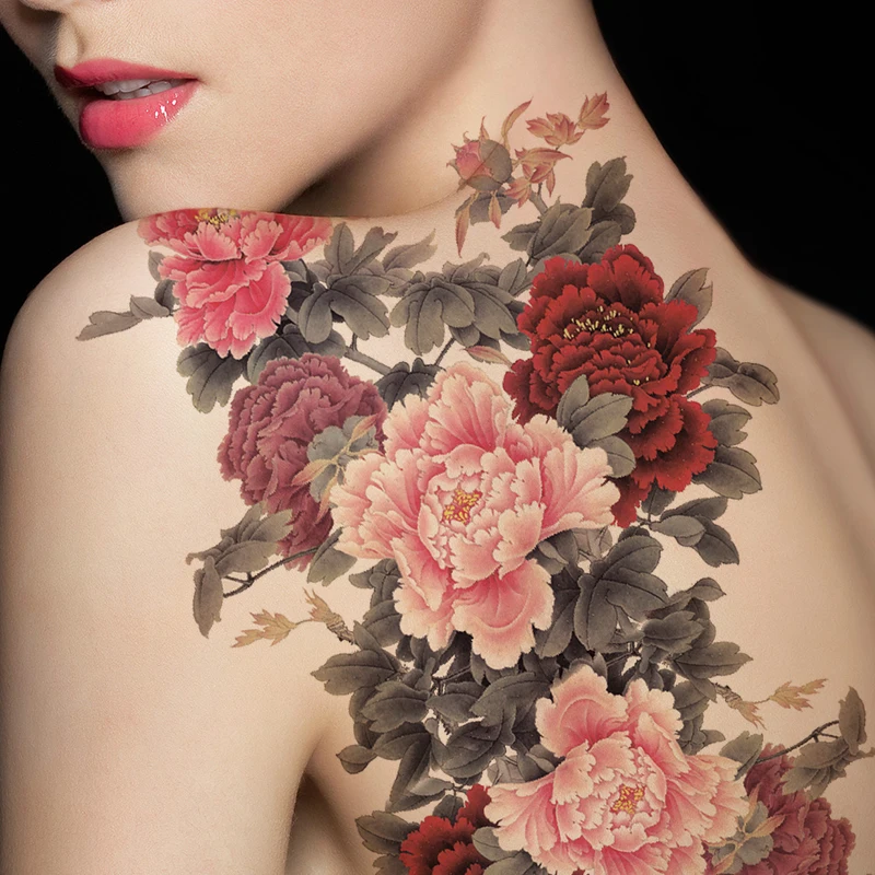 Grande à Prova Flor de Lótus Arte na Volta Tamanho Dlarge Água Tatuagem Temporária Peônia Ameixa Lobo Peixe Corpo Tatto Adesivos Flash Tatuagens Falsas 33 Tatuagens temporárias
