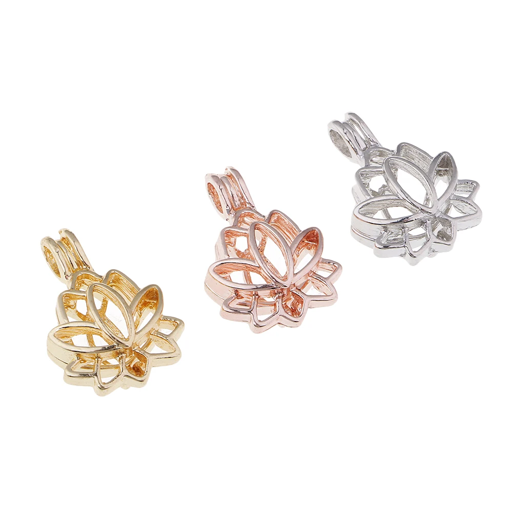 Phenovo 3 Pieces Beads Charms Locket Pendant Settings Blanks Base Jewelry Making Findings for DIY Necklace Accessories Making