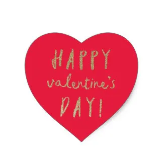 

3.8cm Gold faux glitter heart valentines day sticker