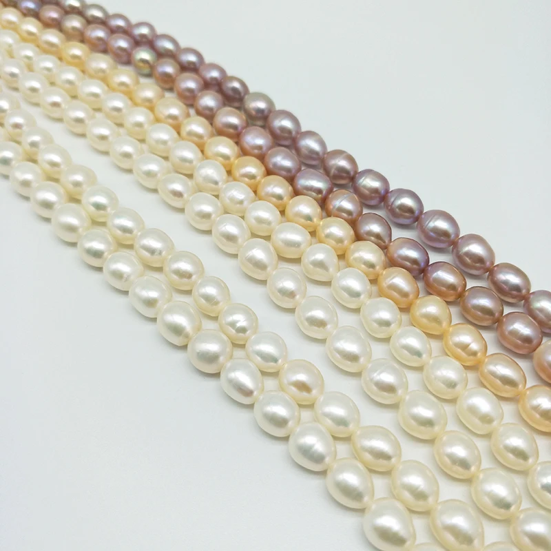 

6-7mm rice cultured pearl bright pearl purple and pink pearl beads diy hand-woven jewlery accessories H043