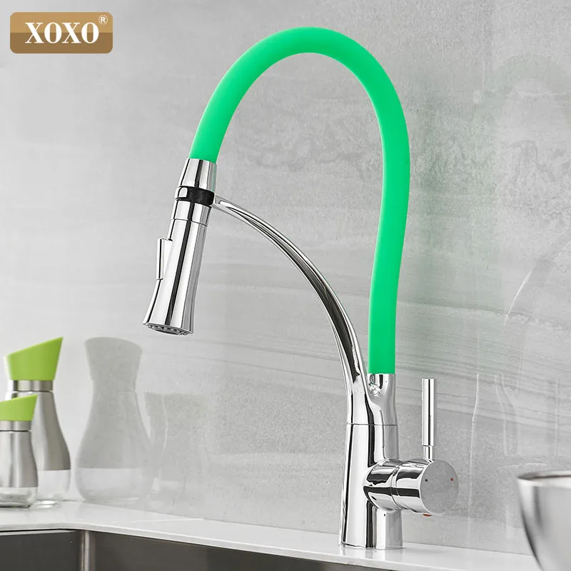  XOXO LED Kitchen Faucet Hot and Cold Pull Down Chrome Black Mixer Tap Single Handle Torneira Cozinh - 32968439441