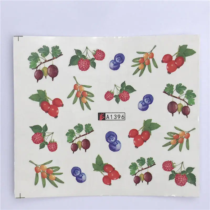 WUF 1 лист наклейки для ногтей летние переводные наклейки для воды фрукты/мороженое/мультфильм/цветочный дизайн временные татуировки слайдер советы - Цвет: YZW-A1396