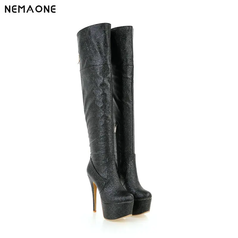 

NEMAONE women super high heels platform over the knee boots club dancing shoes woman spring autumn ladies boots large size 43