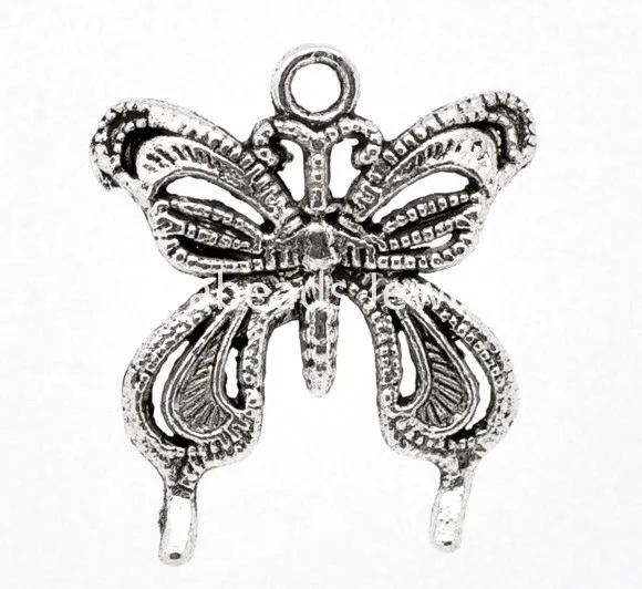 hot- 30 Silver Tone Butterfly Charm Pendants 26x23mm (B12057) | Украшения и аксессуары