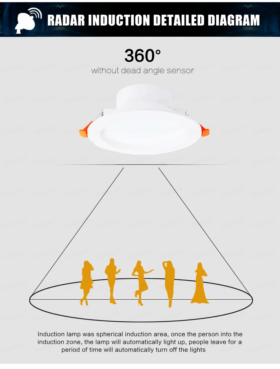 Radar Motion Sensor LED Downlight 5W 7W Recessed Ceiling Lamp 110/220V Led Bulb for living room hotel Indoor Spotlight