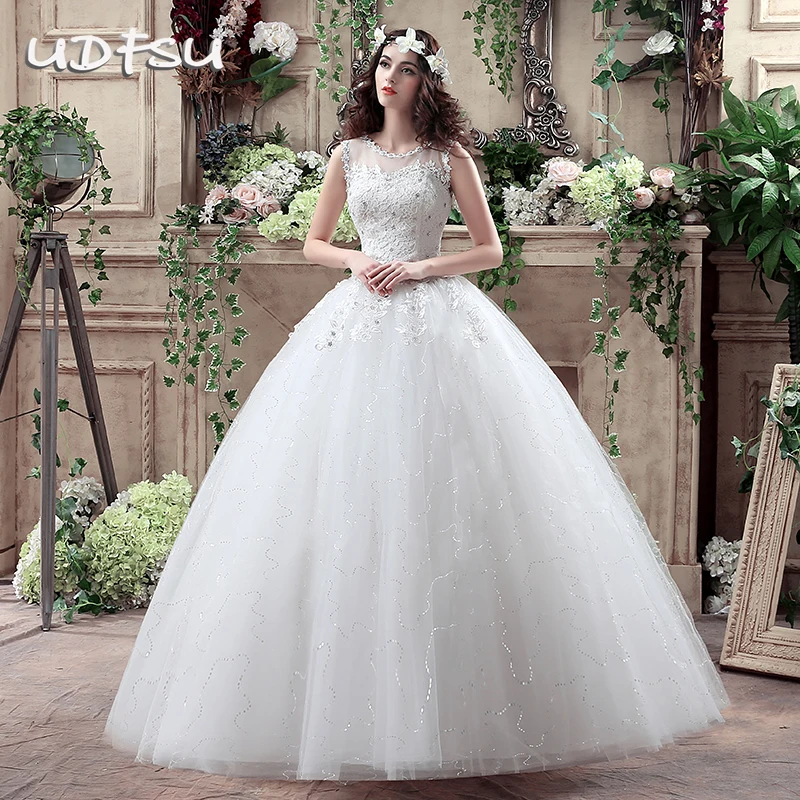 New Women Vintage Wedding Dress Elegant Sleeveless Ball Gown Slim
