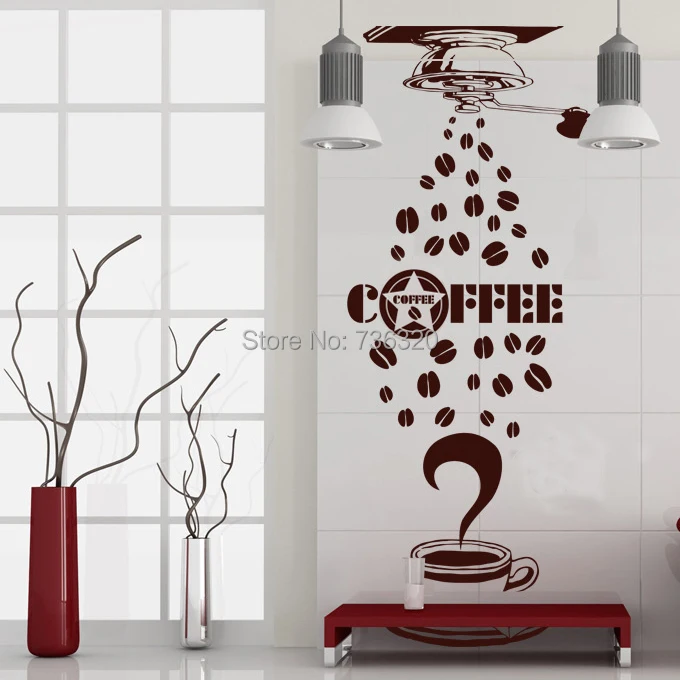 

Coffee Shop Window Vinyl Wall Decal Coffee Logo Cup Coffee Rain Mural Art Wall Sticker Coffee Shop Bar Home Decoration