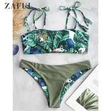 ZAFUL бикини с пальмовым листом галстук на плечо купальник для