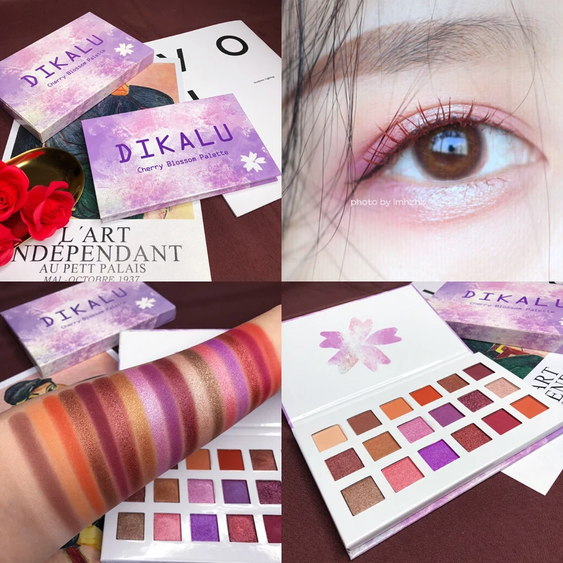 

18 Colors Cherry Blossom Eyeshadow Pallete Pigment Smooth Soft Shimmer Matte Glitter Eyeshadow Palette Metallic Makeup Palette