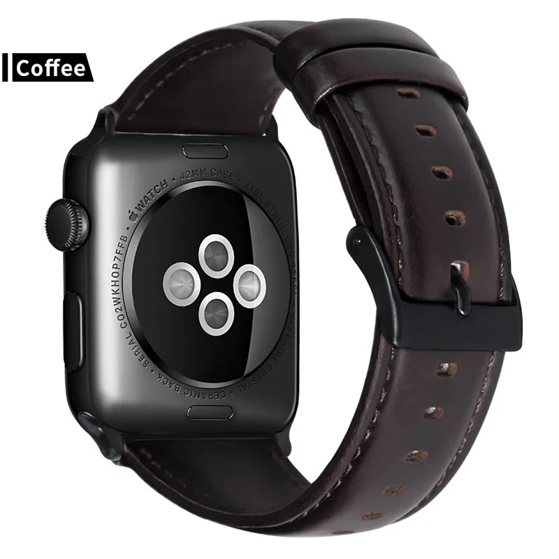 Кожаный браслет для Apple Watch 42 мм, 38 мм, 44 мм, 40 мм, серия 4, 3, 2, ремешок для Apple Watch iWatch, ремешок для часов - Цвет: Coffee