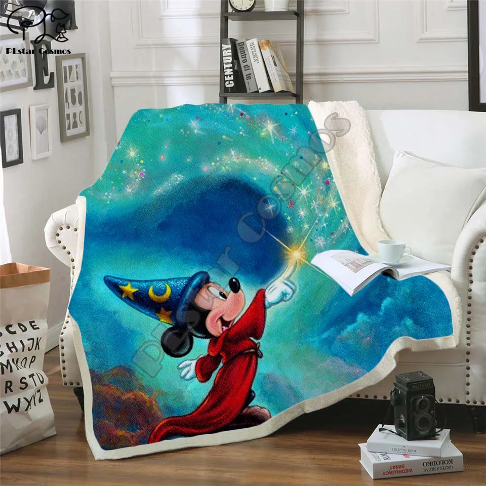 

Plstar Cosmos cute Cartoon Mickey funny character Blanket 3D print Sherpa Blanket on Bed Home Textiles Dreamlike style-6