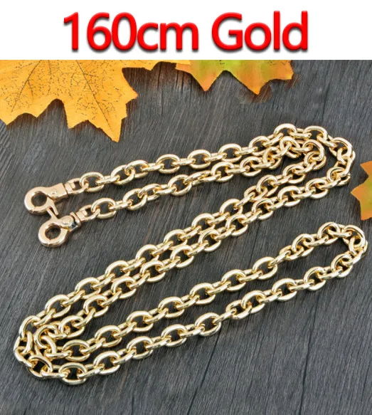 DIY 9mm Gold, Silver, Gun Black O Shape Chains Replacement Shoulder Bag Straps for Small Handbags Belts Handles - Цвет: 160cm Gold