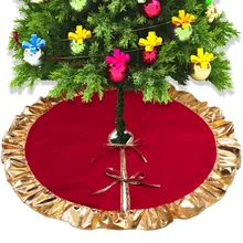 OurWarm 90 см Нетканая Рождественская елка юбка Золотая гофрированная манжета с бантом для рождественские вечерние украшения дома Новогодняя продукция