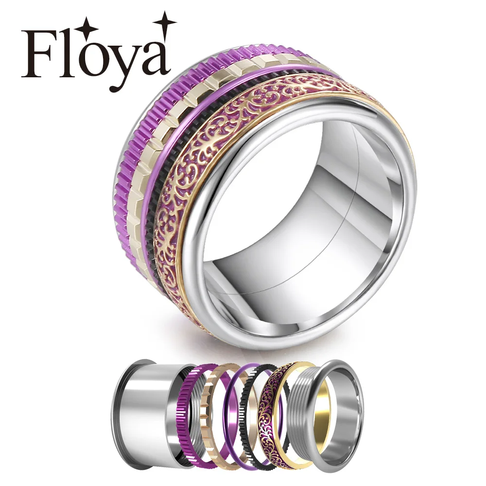 

Floya BOHO Band Ring Vintange Plant Stackable Interchangeable Rings Arctic Symphony Collection Bridal Set Ring Anillos Mujer