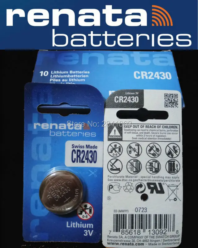 10Xrenata lithium Battery CR2430 3V %100 original brand renata 2430 battery | Электроника