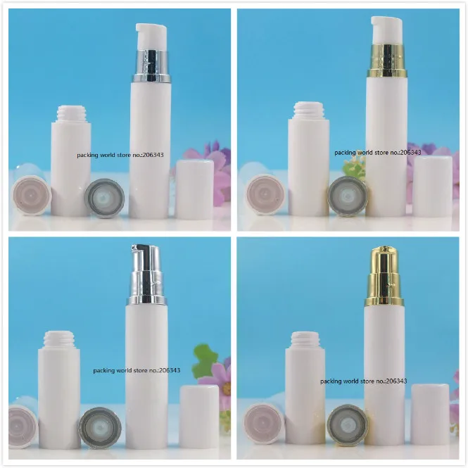 Download 10ML white plastic airless bottle with gold/silver pump white lid for lotion/emulsion/serum/eye ...