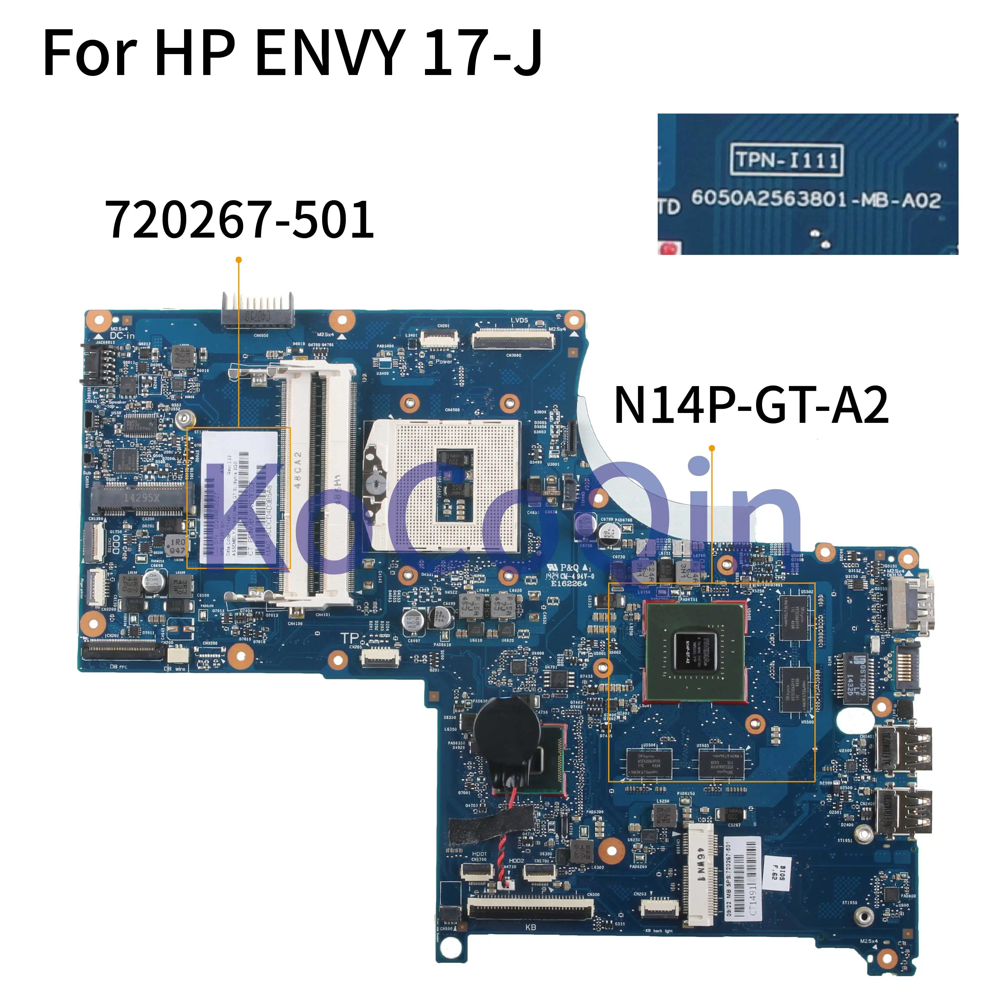 Kocoqin материнская плата для ноутбука hp ENVY 17-J M7-J 17T-J HM87 N14P-GT-A2 2G материнская плата 720267-001 720267-501 6050A2563801-MB-A02