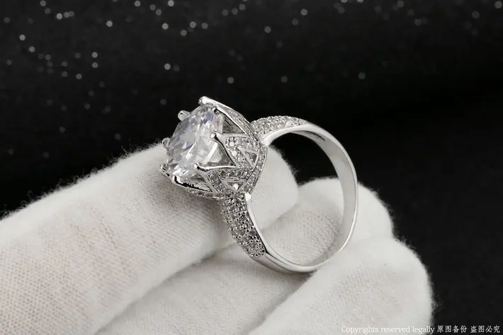 Double Fair Fashion Wedding/Engagement Ring Silver Color Jewelry Luxury Cubic Zircon Setting Unique Jewelry For Women DFR555