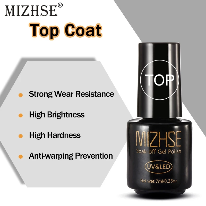 

MIZHSE Nail Primer Gel Top Coat UV LED Gel Polish Sealer Nail Polish Design Top Without An Adhesive Layer No Wipe Nail UV LED