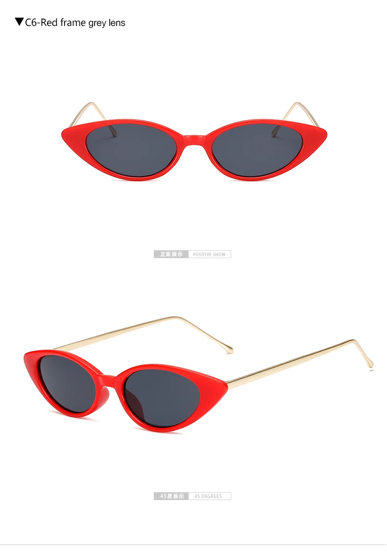 Длинные брендовые дизайнерские женские солнцезащитные очки кошачий глаз, маленькие узкие Ретро винтажные очки, кошачьи очки, очки, оправа из сплава UV400