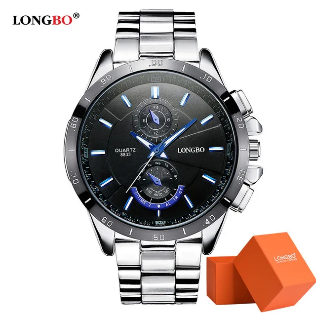 

LONGBO Fashion Brand Sports Style Stainless Steel Luminous Waterproof Quartz Watch Men Wristwatch Mens Watches Relogio Masculino