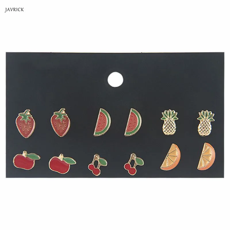 

6 Pairs Assorted Fruit Theme Stud Earrings Set for Girls Hypoallergenic Jewelry Accessories