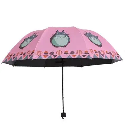 Прекрасный Тоторо серебряное покрытие зонт от солнца анти УФ солнце/дождь три складные зонты - Цвет: Красный