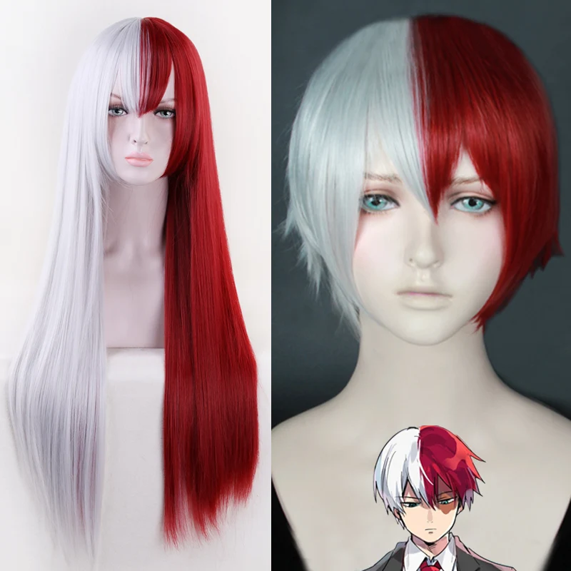 Мой Boku no Hero Academia шото Тодороки Shouto короткий серебристый белый и красный