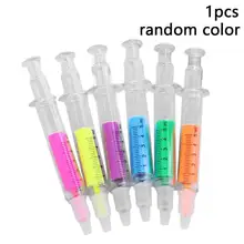 1 adet şırınga suluboya kalem Highlighters resim kalemi vurgulayıcı kalemler pürüzsüz belirteçleri suluboya floresan kalem çizim(China)