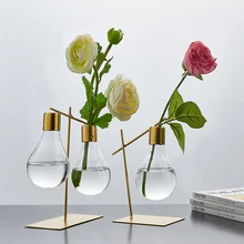 Прозрачная ваза стеклянная для цветов композиция креативные лампочки Гидропонные растения сушеные цветы декоративные украшения Современные